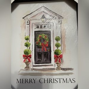 Merry‎ Christmas Front Doorstep Framed Art Print NWT from Kirkland  sign